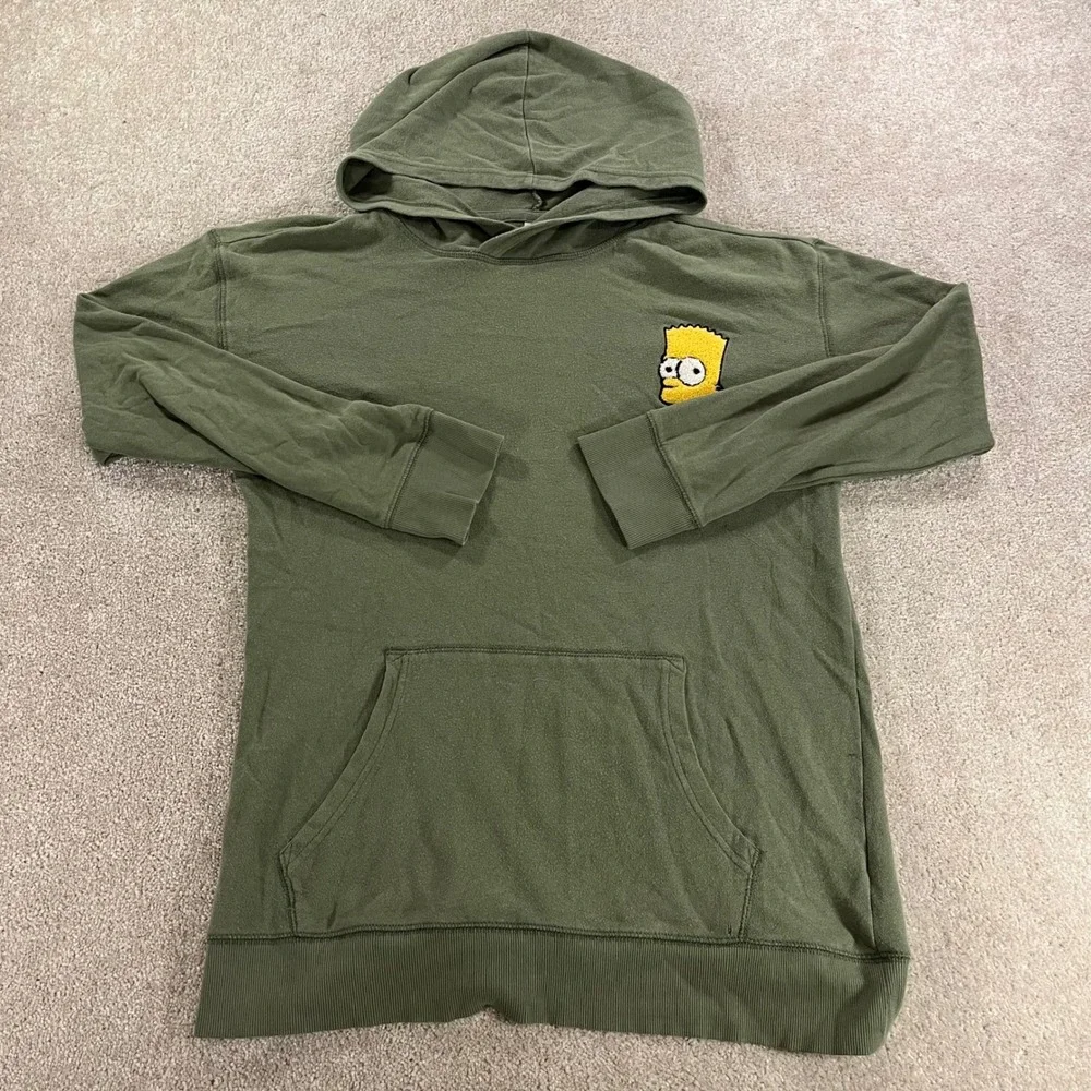 Old Navy Hoodie Youth Boys XXL Olive Green Bart Simpson Popsugar Collab Pullover